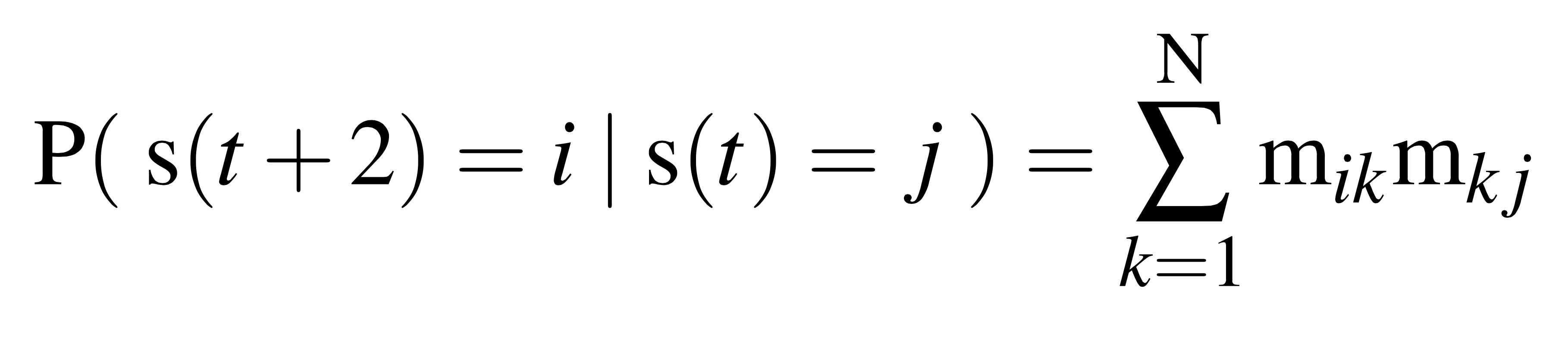 equation showing the probability after two time steps