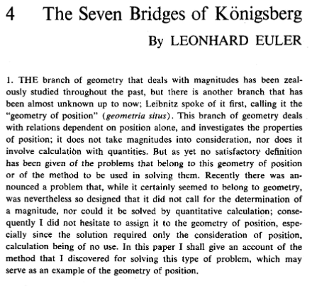 The seven bridges of Konigsburg