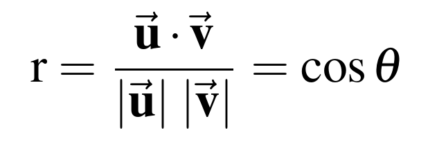 This definition of the correlation can be interpreted as the cosine of the angle between the vectors