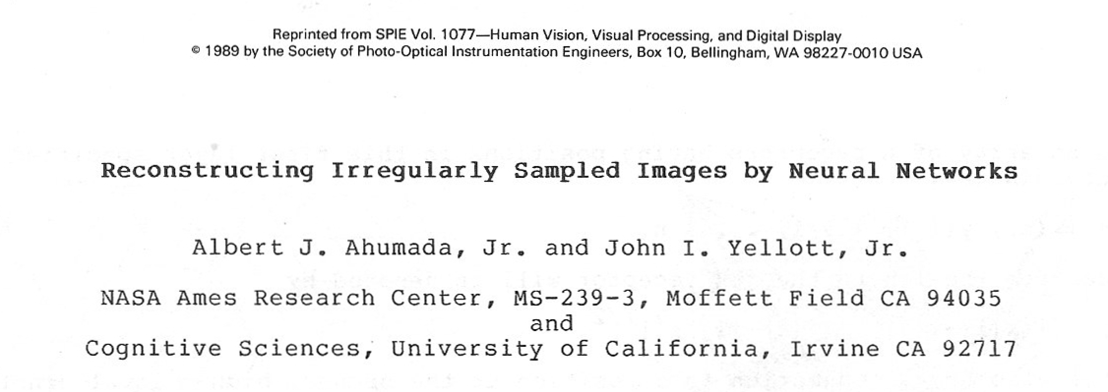 Title of Ahumada & Yellott's 1989 SPIE paper